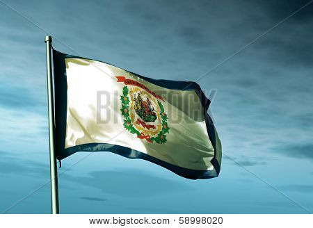 West Virginia (USA) flag waving on the wind