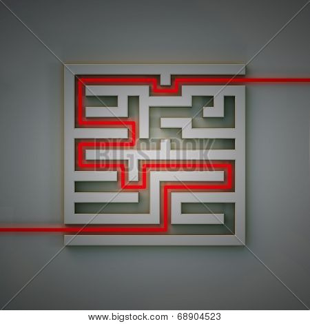 Labyrinth with a red line