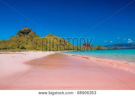 Pink Beach in Komodo island in Indonesia