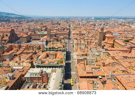 Aerial view of Bologna, Italy.