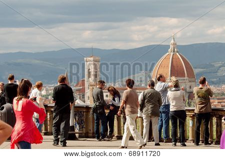 Tourists In Florence, Piazzale Michelangelo
