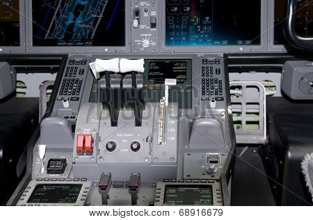 Cockpit Detail Of Airliner
