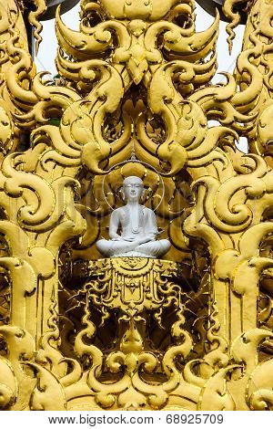 White Buddha Statue Framed in Gold