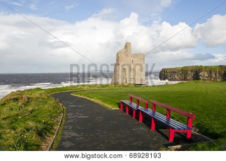 Ballybunion Beach And Castle Bench View