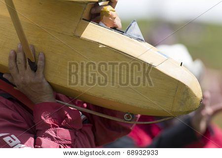 Launching radio controlled airplane