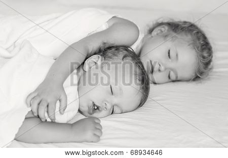 Charming Little Brother And Sister Asleep