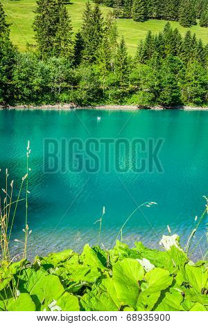 Beautiful View Mountain Lake. Steg,malbun In Lichtenstein, Europe