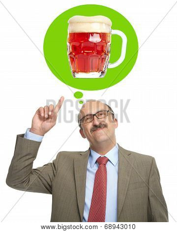 The Man Dreams Of A Glass With Beer