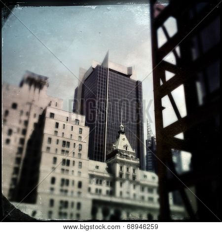 Instagram filtered image of new and old city buildings