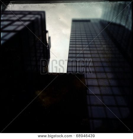 Instagram filtered image of city skyscrapers