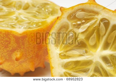 Kiwano fruit crossection, close-up