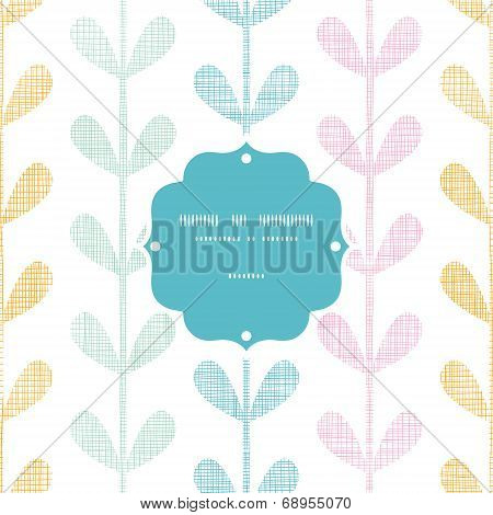 Abstract textile colorful vines leaves frame seamless pattern background