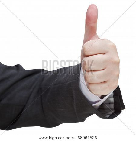 Front View Of Thumbs Up Sign - Hand Gesture