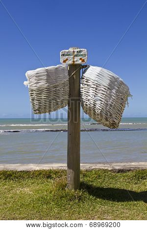 Selective organic and not organic trash baskets in a tropical place in Bahia - Brazil