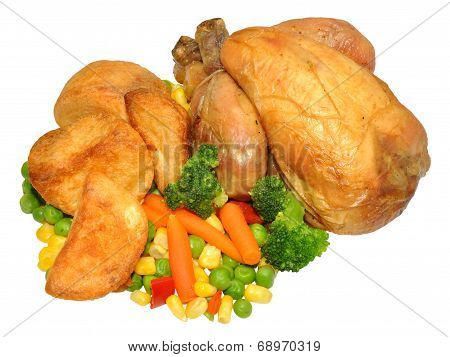 Roast Poussin Chicken Dinner