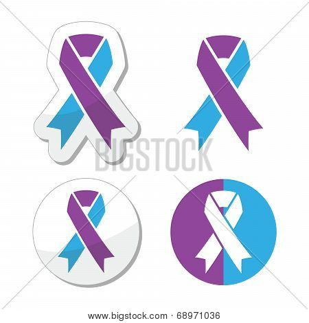 Purple and blue ribbon - pediatric strokes awareness