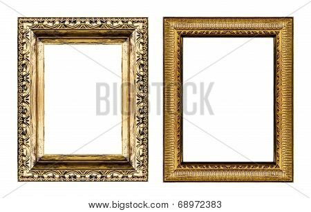 Set Of Vintage Golden Frame With Blank Space Isolated On White Background