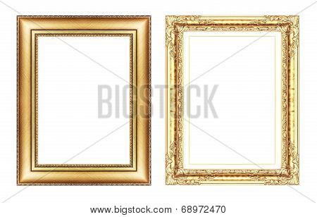 Set Of Vintage Golden Frame With Blank Space Isolated On White Background