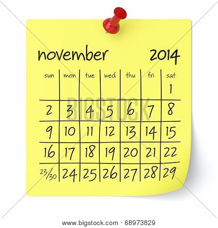 November 2014 - Calendar