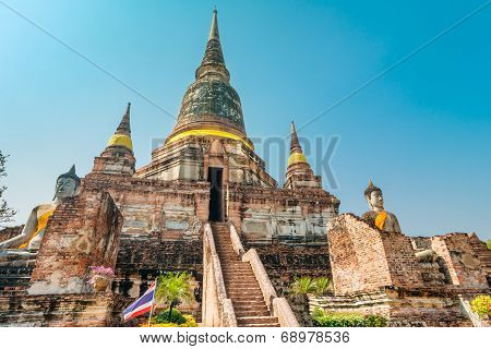 Pagoda at Wat Yai Chaimongkol, Ayuthaya,Thailand