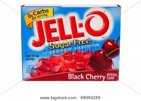 Hayward, CA - July 24, 2014: Jello brand gelatin in Black Cherry flavor