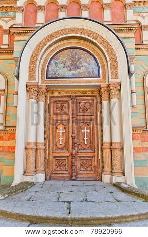 Entrance Of Alexander Nevsky Cathedral (1884) In Lodz, Poland