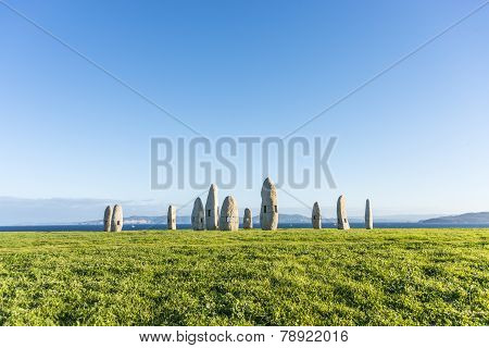 Menhirs Park In A Coruna, Galicia, Spain