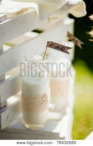 Milk In Glass Bottle With Decoration