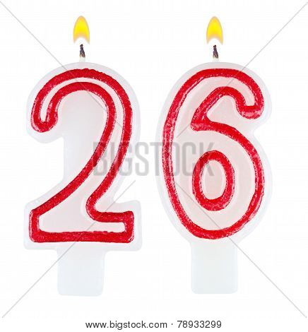 Birthday Candles Number Twenty Six Isolated