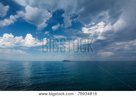 Cloudscape Over Lake Alakol. Kazakhstan