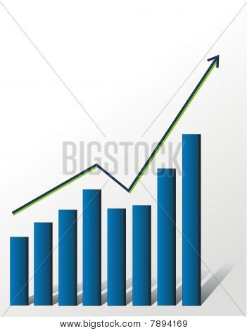 Finanční růst graf na bílém pozadí