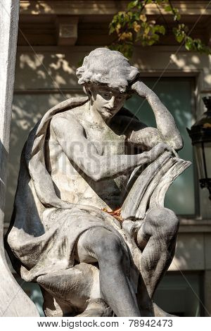 Paris - Sorbonne Square. Monument of Auguste Comte french philosopher