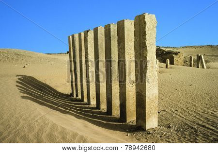 5 pillars of moon temple near Marib Yemen