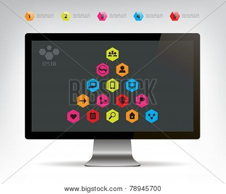 vector social connection infographic pyramid