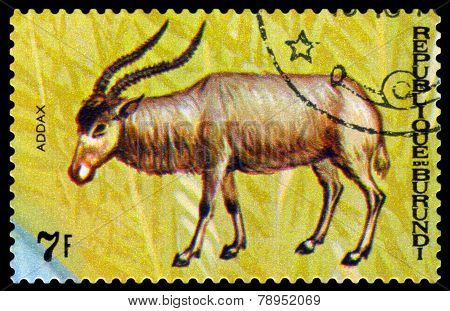Vintage  Postage Stamp. Animals Burundi, Antelope Addax.