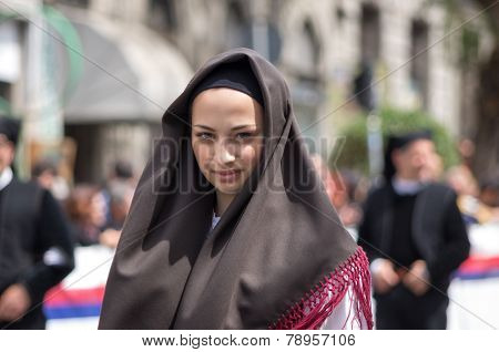 Girl With The Sardinian Typical Costumes