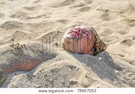 Young Girl At The Beach With Wet Hair