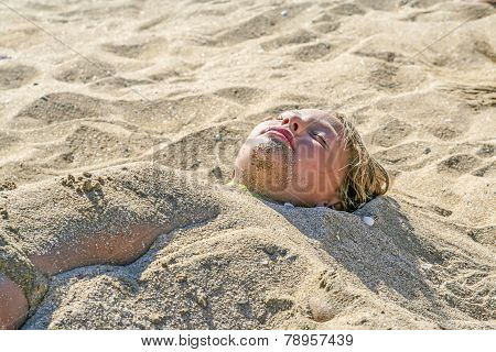 Young Girl At The Beach With Wet Hair