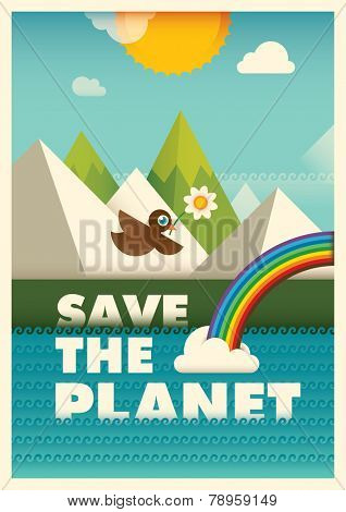 Ecology poster design. Vector illustration.