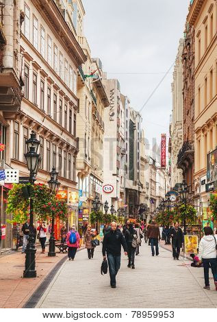 Vaci Street Crowded With Tourists