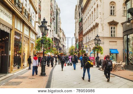 Vaci Street Crowded With Tourists