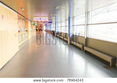 HELSINKI - SEP 03: Helsinki Airport interior on September 03, 2014 in Helsinki, Finland. Helsinki Airport is the main international airport of the Helsinki metropolitan region and the whole of Finland