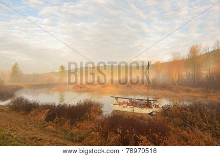 Pitt River And Golden Ears Mountain At Sunrise
