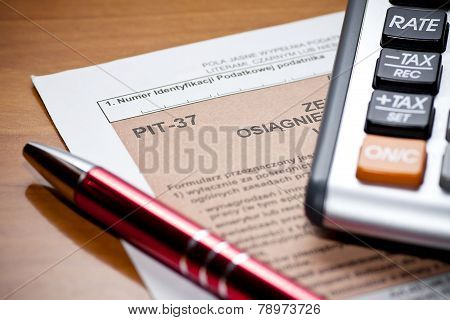 Polish Tax Form. Accounting