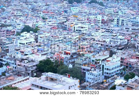 Aerial view of Vijayawada city in India, August 29,2012 in Vijayawada, India.The Andhra Pradesh state government  would make a new capital city for the truncated state in  the areas around Vijayawada