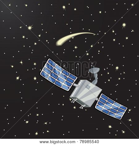 Satellite In Space Among The Stars