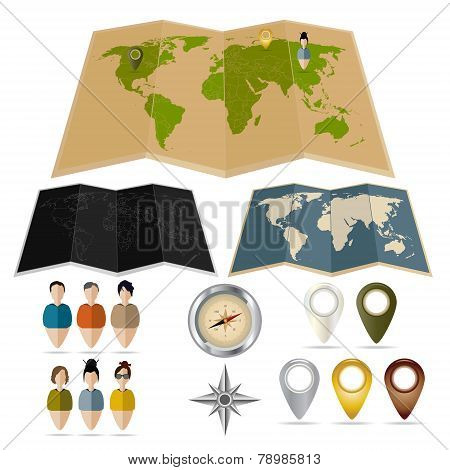 Maps, Tags, Compasses And Tags With People