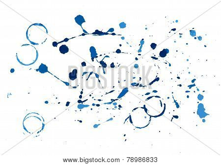 Blue Paint Splatters On White Background