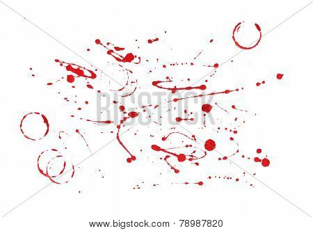 Red Paint Splatters  On White Background