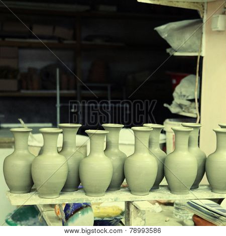 Handmade Clay Bowls In Pottery